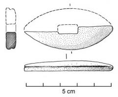 EPE-4051 - Garde d'épée
os
Garde d'épée ovale, percée d'une ouverture rectangulaire.