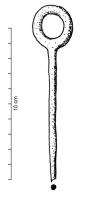 EPG-1005 - Épingle à tête annulairebronzeTPQ : -900 - TAQ : -550Epingle en bronze dont la tête forme un anneau lisse, parfois incomplètement refermé au sommet.