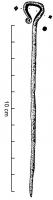 EPG-1046 - Épingle à tête en forme de crosse
bronze
Épingle à tête en forme de crosse terminée par un petit enroulement vers l'extérieur. La tige, relativement frêle, est de section circulaire sauf dans la partie constituant la tête qui est de section quadrangulaire.