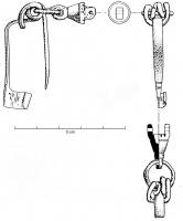 FIB-4694 - Fibule Feugère 6a
bronze
TPQ : 1 - TAQ : 300
Fibule à ressort bilatéral, et corde interne. Corps de section rectangulaire, aux arêtes exterieures arrondies, et profil légèrement incurvé. Porte-ardillon plein.