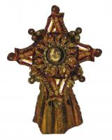 FIB-4739 - Fibule
argent doré
TPQ : 1 - TAQ : 60
Broche constituée d'une plaque en carré sur pointe, ornée d'une rosace ajourée (