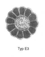 FIB-5232 - Fibule cloisonnée avec registre à motif rayonnant Vielitz E3argent, orTPQ : 520 - TAQ : 610Fibule cloisonnée polylobée ornée de grenats et avec un registre central à motif rayonnant en feuille de métal repoussée.