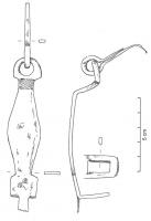 FMC-4023 - Fermoir de coffre
fer
Fermoir de coffre à corps losangique et bélière horizontale.