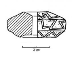 FUS-1008 - Fusaïole à profil facetté
terre cuite
Fusaïole à profil facetté, faces supérieure et inférieure concaves, ornée d'incisions.