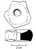 FUS-2019 - Fusaïole discoïdale
terre cuite
Fusaïole discoïdale, faces supérieure et inférieure concaves, ornée d'impressions.