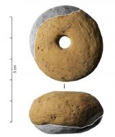 FUS-4010 - Fusaïole aplatie
terre cuite
TPQ : 1 - TAQ : 200
Fusaïole modelée en argile, et cuite.