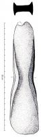 HCH-1034 - Hache à ailerons naissants
bronze
Hache dont les protubérances latérales sont trop courtes pour qualifier des haches à rebords, et trop peu incurvées, trop peu élevées pour  permettre le classement dans les haches à ailerons ; la partie médiane porte un étranglement et le talon une légère échancrure, alors que les bords sont pratiquement rectilignes et le tranchant non évasé.