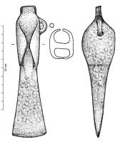 HCH-1047 - Hache à ailerons subterminaux de type HomburgbronzeTPQ : -950 - TAQ : -800Hache à ailerons subterminaux de type Homburg