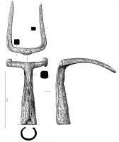 HOU-4013 - Houe à 2 dents
fer
Outil à douille fermée, deux dents séparées et perpendiculaires au manche, parfois recourbées vers le haut.