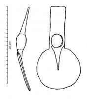 HOU-4019 - Houe
fer
Houe constituée de deux lames opposées, une lame rectangulaire à tranchant horizontal et lame en forme de disque, l’œil de forme circulaire est disposé au centre.