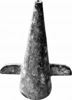 JDE-4003 - Embout de jet d'eau
bronze
TPQ : -200 - TAQ : 250
Embout conique, avec près de la base deux ailettes diamétralement opposées et alignées, pour bloquer la pièce, qui se termine par un orifice étroit, sans aménagement particulier.