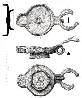 LMP-42050 - Lampe ouverte
fer
TPQ : 1 - TAQ : 400
Lampe ouverte, en forme de 8, simple coupelle avec un bord vertical peu élevé, posé sur un pied cylindrique; à l'opposé du bec émerge, comme sur les exemplaires coulés, une anse en anneau surmontée d'un réflecteur en forme de croissant.