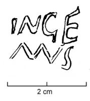 LMP-42544 - Lampe de firme : INGENVS
terre cuite
TPQ : 50 - TAQ : 200
Lampe de firme, sous le fond, marque moulée en relief : INGENVS