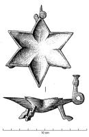 LMP-7007 - Lampe ouvertebronzeTPQ : 1250 - TAQ : 1450Coupelle ouverte en forme d'étoile à six branches, posée sur trois pieds zoomorphes ; anse verticale avec un anneau pourfaciliter la préhension / suspension.