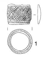 MRS-3005 - Anneau émaillé (de mors ?)
bronze
Anneau tubulaire, donc chaque extrémité présente un redan avec une section amincie à l'extérieur. la partie médiane, la plus épaisse, est striée de profondes incisions croisées pour l'accrochage d'émail rouge.