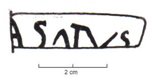 MRT-4016 - Jatte ou mortier : VACASATVS
terre cuite
Jatte ou mortier à lèvre épaissie et déversée ; bec verseur ; marque estampée près du bec : VACASATVS.