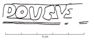 MRT-4059 - Jatte ou mortier : DOVSVF
terre cuite
Jatte ou mortier à lèvre épaissie et déversée ; bec verseur ; marque estampée sur le bec : DOVSV^F