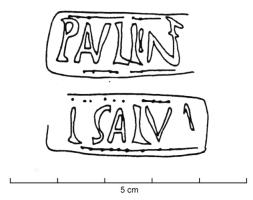 MRT-4074 - Jatte ou mortier : PAVLLINF / L SALVI
terre cuite
Jatte ou mortier à lèvre épaissie et déversée ; bec verseur ; marques estampées sur le bord dans deux cartouches distincts : PAVLLINF, et L SALVI