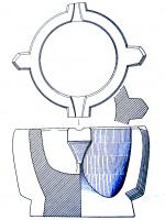 MRT-7003 - Mortier en pierre à poignées saillantes non percées
pierre
Mortier  monolithe à quatre tenons et versoirs, circulaire, munie de deux saillies sur toute la hauteur, surcreusées afin de sécuriser la préhension, mais non percées. Les panses peuvent être décorées de besants en relief.