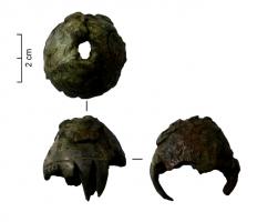 PDQ-2055 - Pendant-cage 
bronze
Pendant coulé en forme de cage à ouvertures effilées sur le plus grand diamètre.