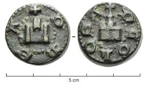 PDS-9219 - Poids de ville : ToulousebronzeTPQ : 1400 - TAQ : 1550Poids cylindrique, coulé; A/ le 