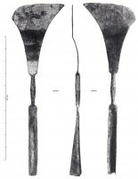 PNC-4001 - Outil double spatule - pinceau
bronze
Instrument double, composé d'un manche en alliage cuivreux comportant, d'un côté une spatule triangulaire assymétrique, de l'autre une douille de pinceau.