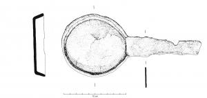 POE-4003 - Poêlon à manche fixe
fer
Poêle ovale, à fond plat et rebord oblique, peu élevé; le manche aplati 
est d'une seule pièce.