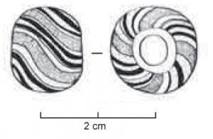 PRL-4077 - Perle polychrome marbrée
verre
TPQ : 1 - TAQ : 100
Perle polychrome à décor marbrée