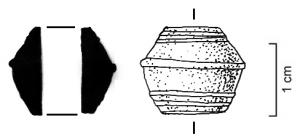 PRL-4169 - Perle biconique haute
bronze
TPQ : 1 - TAQ : 400
Perle haute, de forme biconique décorée d'une série de trois gorges aux extrémités d'une d'une moulure en demi-rond à sa moitié.