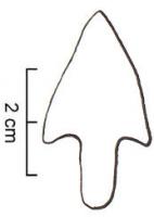 PTF-1003 - Pointe de flèche
bronze
Pointe de flèche plate à barbelures, à ailerons et pédoncule aplati.