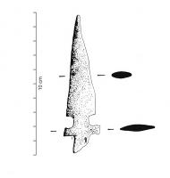 PTF-6004 - Pointe de flèche
fer
Pointe de flèche triangulaire, de section lenticulaire et à encoches latérales.