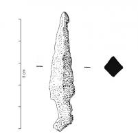 PTF-6005 - Pointe de flèche
fer
Pointe de flèche triangulaire élancée avec section quadrangulaire massive.