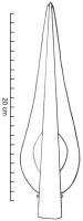 PTL-1006 - Pointe de lance à ailerons ajourés : type à ajours lunulés.
bronze
Longue pointe de lance à ailerons bien développés en partie proximale. La partie libre de la douille est courte. Sur la partie la plus large des ailerons, se situent 2 ajours lunulés en limite de la douille.