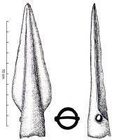 PTL-1011 - Pointe de lance à douille courte
bronze
Pointe de lance de taille moyenne (longueur totale comprise entre 12 et 20cm), à douille courte pourvue de deux trous symétriques ; nervure médiane semi-circulaire; inornée.