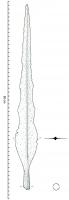 PTL-3005 - Pointe de lance à bord curviligne
fer
Pointe de lance à  flamme très effilée et échancrures bilatérales curvilignes; section plate, avec une arête médiane très marquée ; douille circulaire ou polygonale.