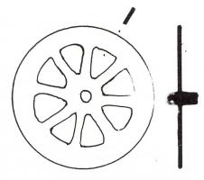 RUL-4010 - Rouelle : Type B1c
bronze
Rouelle en bronze dont le diamètre est supérieur à 40mm. Elle est formée de 8 rayons, le moyeu est peu proéminent et plein. La jante est plate, sans aucune surépaisseur.