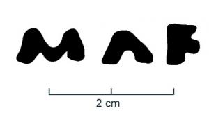 SIG-4057 - Empreinte antique de signaculum métallique sur amphore : MAF
terre cuite
Empreinte antique de signaculum métallique sur amphore (col, anse, panse ou fond : sans cadre, MAF.