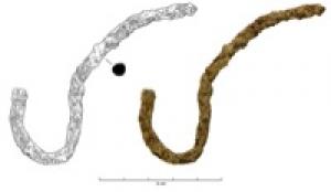 SIT-3040 - Anse de situle en fer
fer
Anse arquée en fer à extrémités recourbées; section arrondie ou trapézoïdale; extrémités éventuellement coniques ou ornée de moulurations.