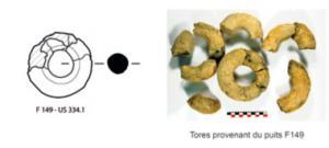 TOR-3001 - Tore en terre cuite
argile
Anneau modelé, de section ronde, la perforation centrale est approximativement égale à la section du tore.