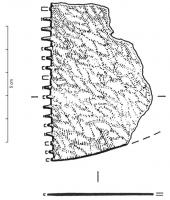 TPL-6001 - Lame de templet ?
fer
Extrémité d'un templet (?) à lame large, sans doute en forme de spatule; mode de fixation inconnu.