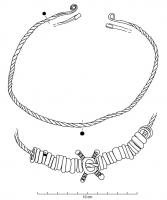 TRQ-1006 - Torque composite
bronze
Torque filiforme, lisse ou torsadé, à extrémités repliées, sur lequel sont enfilées diverses parures.