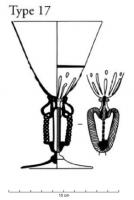 VAB-8012 - Verre à boire Barrera 17 à pied serpentiforme,
verre
Verre à boire de type vénitien, avec une tige complexe aérienne de filets torsadés, parfois avec une pastille bleue. La coupe est variable, comme les motifs de la tige. La base est une disque fin quasi-plan.