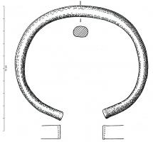 BRC-1108 - Bracelet ouvert, à tige massive et sans tamponsbronzeBracelet ouvert, à tige massive, inorné, de section circulaire ou sub-circulaire, avec ou sans méplat intérieur ; les extrémités peuvent être droites ou très légèrement épaissies.