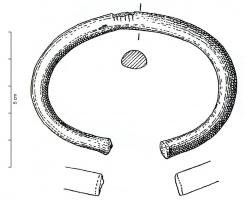 BRC-1110 - Bracelet ouvert, à tige massive et sans tamponsbronzeBracelet ouvert, à tige massive, inorné, de section ovalaire ou ellipsoïdale ; les extrémités peuvent être droites ou légèrement épaissies.