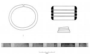 BRC-2111 - Brassard de bracelets ouvertsbronzeBrassard composé de bracelets ouverts à extrémités droites; section demi-circulaire à méplats latéraux; décor d'incisions.