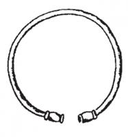 BRC-4112 - Bracelet ouvert à têtes de serpentsbronzeBracelet ouvert, à section filiforme, dont les extrémités sont occupées par des moulures imitant des perles.