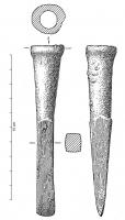 CIS-1010 - Ciseau à douillebronzeCiseau à douille ronde présentant le plus souvent, un bourrelet en partie proximale ; lame de section rectangulaire.