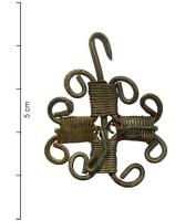 CLA-9024 - Clavendier (?)cuivreObjet cruciforme constitué de fils métalliques, avec deux boucles aux extrémités de chaque branche et plusieurs crochets.