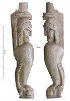 CNF-4098 - Canif : pied de meuble, sphingefer, osCanif en os dont le manche reproduit un pied de meuble en forme de sphinge : tête de femme sur une patte de fauve.