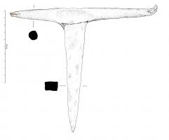 ECL-4009 - EnclumeferPetite enclume en T, à double têtes allongées symétriques de section circulaire. Le pied est effilée et de section quadrangulaire. 